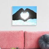 Hände in Herzform Silhouette auf blauem Himmel Leinwanddruck (Insitu (Wohnzimmer))