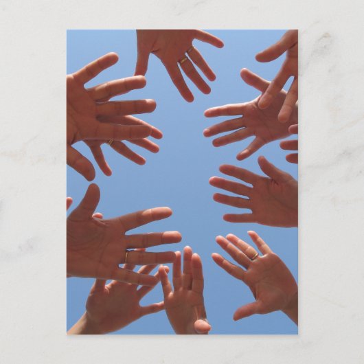 Hände in - Teamwork Postkarte (Vorderseite)