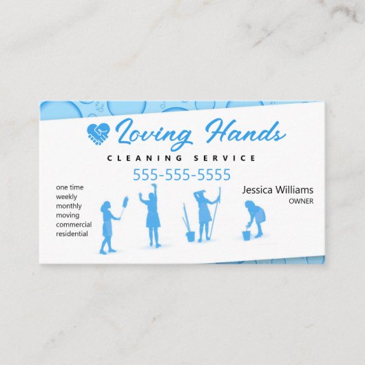 Hände Lichtblauer Reinigungsservice Visitenkarte (Vorderseite)