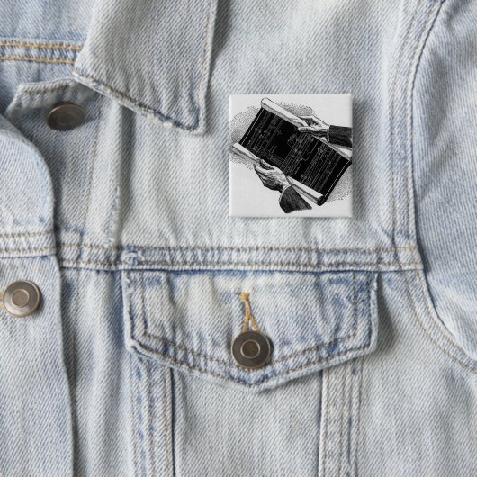 Hände mit architektonischen Blaupausen, Vintage-Ge Button (Beispiel)