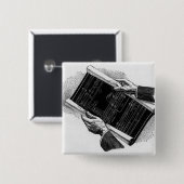Hände mit architektonischen Blaupausen, Vintage-Ge Button (Vorne & Hinten)