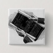 Hände mit architektonischen Blaupausen, Vintage-Ge Button (Vorderseite)