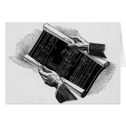 Hände mit architektonischen Blueprints, Vintages G (Vorderseite (Horizontal))