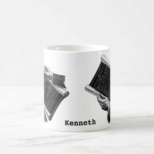 Hände mit architektonischen Blueprints, Vintages G Kaffeetasse (Mittel)