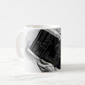 Hände mit architektonischen Blueprints, Vintages G Kaffeetasse (Vorderseite Links)