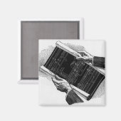 Hände mit architektonischen Blueprints, Vintages G Magnet (Vorderseite/Rückseite)