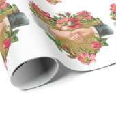 Hände mit Blume, Vintager Viktorianischer Valentin Geschenkpapier (Rolleneckpunkt)