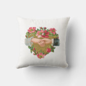 Hände mit Blume, Vintager Viktorianischer Valentin Kissen (Rückseite)