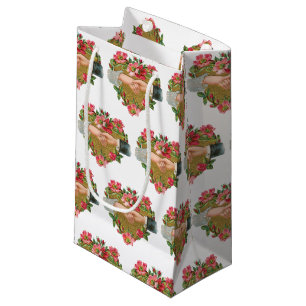 Hände mit Blume, Vintager Viktorianischer Valentin Kleine Geschenktüte