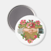 Hände mit Blume, Vintager Viktorianischer Valentin Magnet (Vorderseite/Rückseite)