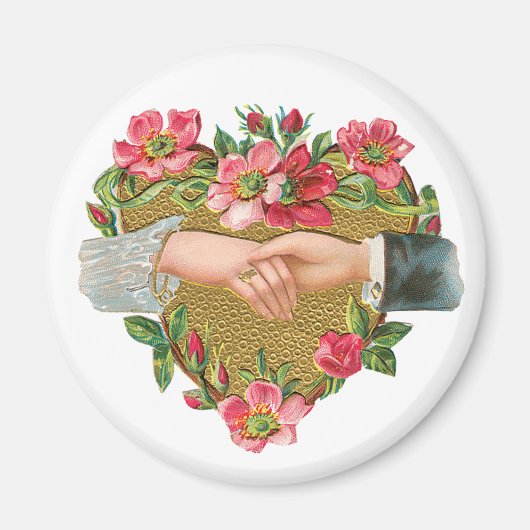 Hände mit Blume, Vintager Viktorianischer Valentin Magnet (Vorne)