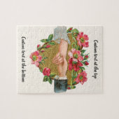 Hände mit Blume, Vintager Viktorianischer Valentin Puzzle (Horizontal)