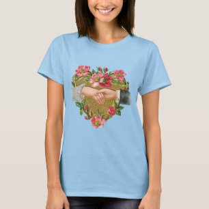 Hände mit Blume, Vintager Viktorianischer Valentin T-Shirt