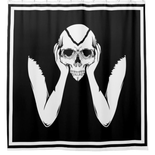 Hände mit dem Schädelduschvorhang Duschvorhang (Vorderseite)