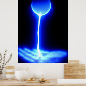 Hände mit dem universellen strahlblauen Weiß heile Poster (Küche)