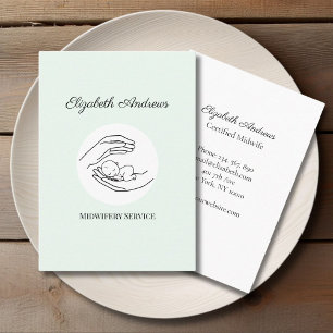 Hände mit einem Baby - Line Art Illustration Visitenkarte