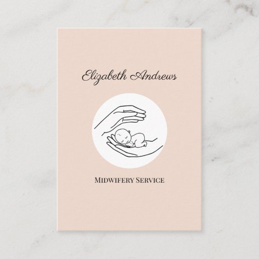Hände mit einer Babyillustrierung, hellbraun Visitenkarte (Vorderseite)