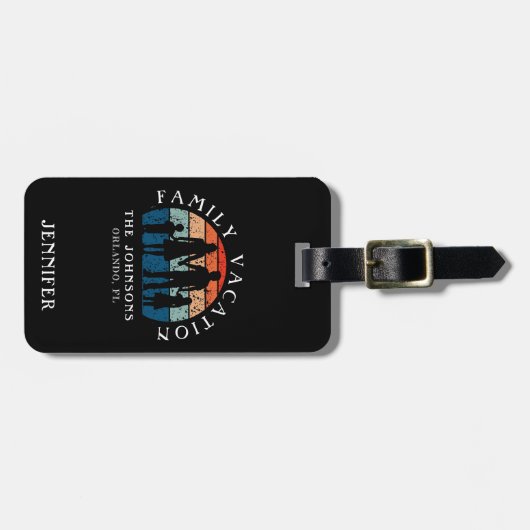 Hände Retro Sun Black Gepäckanhänger (Vorderseite horizontal)