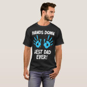 Hände runter, der beste Vater je Handprint Papa Va T-Shirt (Vorne ganz)