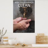 Hände sauber behalten poster (Küche)