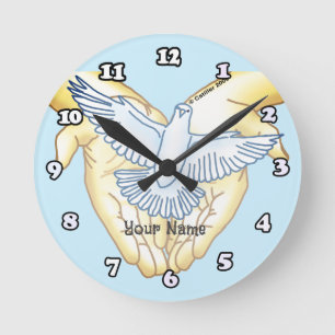 Hände Taube Christlich Runde Wanduhr