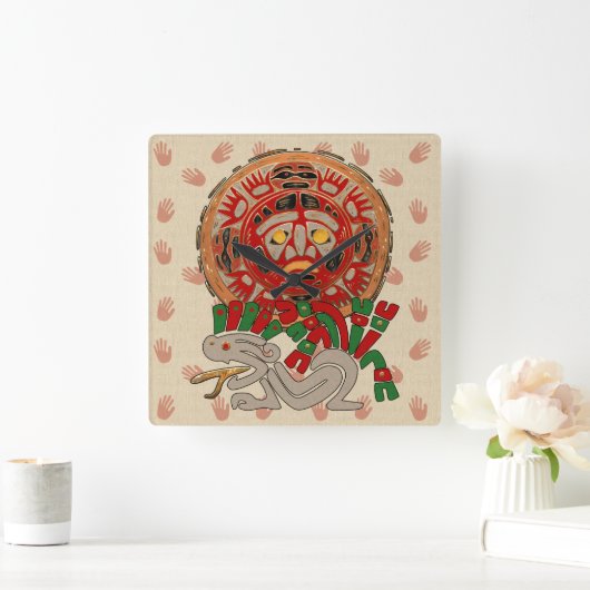 Hände über die Sonne Quadratische Wanduhr (Zuhause)