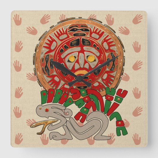 Hände über die Sonne Quadratische Wanduhr (Vorderseite)