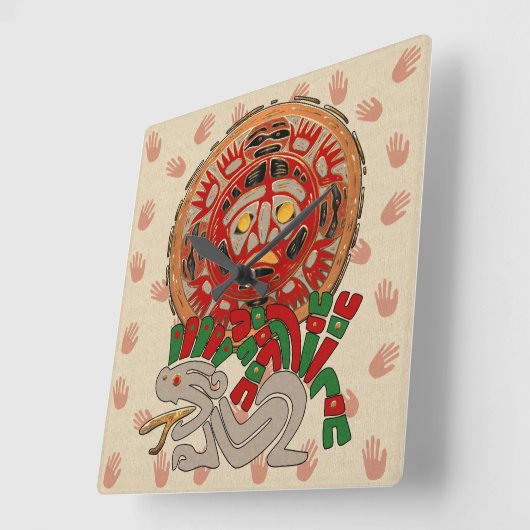 Hände über die Sonne Quadratische Wanduhr (Winkel)