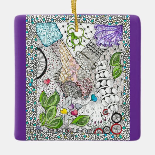 Hände über Herz-Ornament Keramikornament (Vorderseite)