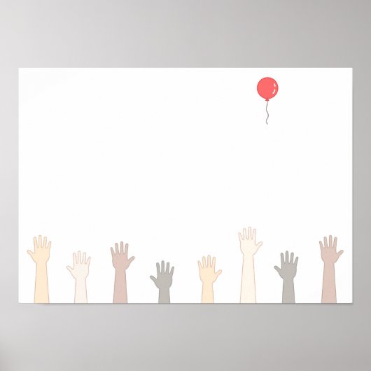Hände und ein roter Luftballon. Poster (Vorne)