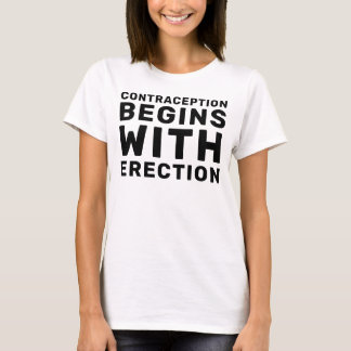 Hände von Frauen Empfängnisverhütung beginnt mit E T-Shirt