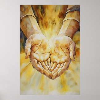Hände von Jesus Christus Aquarell-Kunstlichtdruck Poster