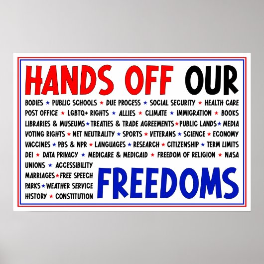 Hände von unserer Protestmarke für Zivile Rechte Poster (Vorne)