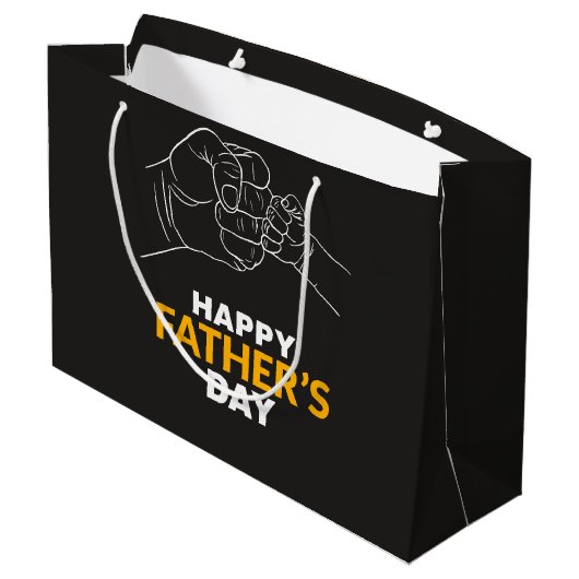 Hände von Vater und Kindern Große Geschenktüte (Rückseite Schrägansicht)