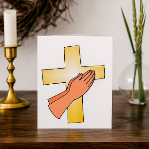 Hände vor Kreuz Grußkarten Karte