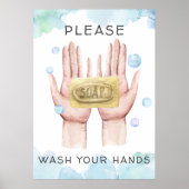 Hände waschen | Aquarellbilder Poster (Vorne)