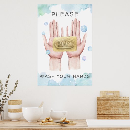 Hände waschen | Aquarellbilder Poster (Küche)