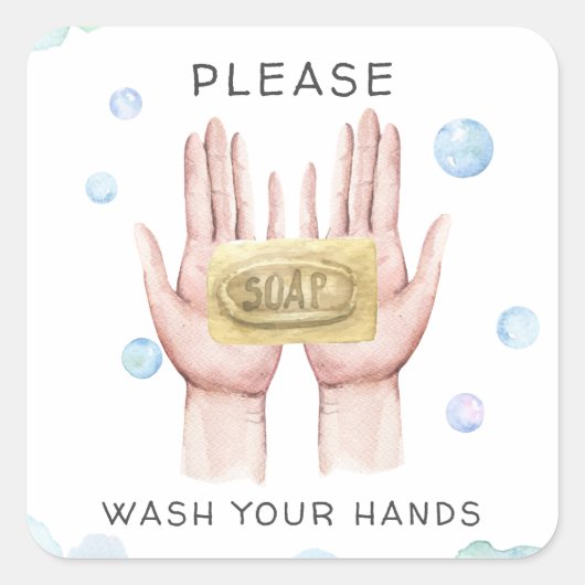 Hände waschen | Aufkleber für Aquarellbilder (Vorderseite)