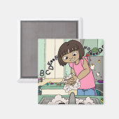 Hände waschen magnet (Vorderseite/Rückseite)