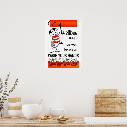 Hände waschen poster (Küche)