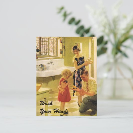 Hände waschen postkarte (Stehend Vorderseite)