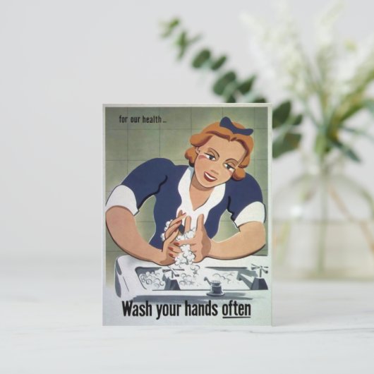 Hände waschen postkarte (Stehend Vorderseite)