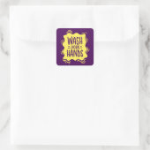 Hände waschen quadratischer aufkleber (Tasche)