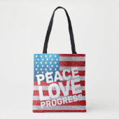 Hände weg Liebe Fortschritt Amerika Flag Glitzer Tasche (Vorderseite)