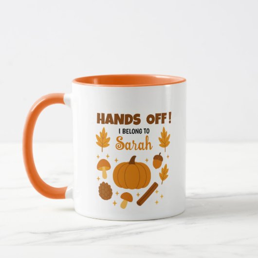 Hände weg! Personalisierte Fall-Kaffee-Tasse Tasse (Links)