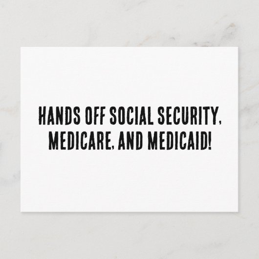 Hände weg von der Sozialversicherung, Medicare und Postkarte (Vorderseite)