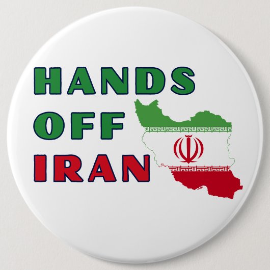 Hände weg von Iran Button (Vorderseite)