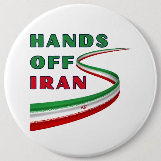 Hände weg von Iran Button (Vorderseite)