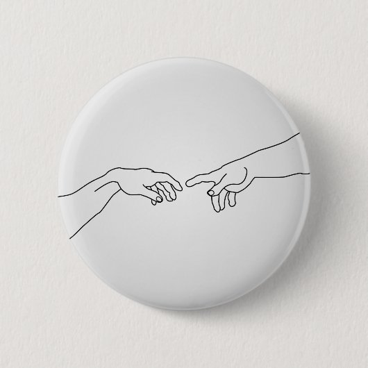 Hände, welche die Schaffung von Adam zeigen Button (Vorderseite)