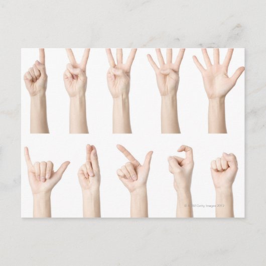 Hände zeigen die chinesische Art der Zählung Postkarte (Vorderseite)